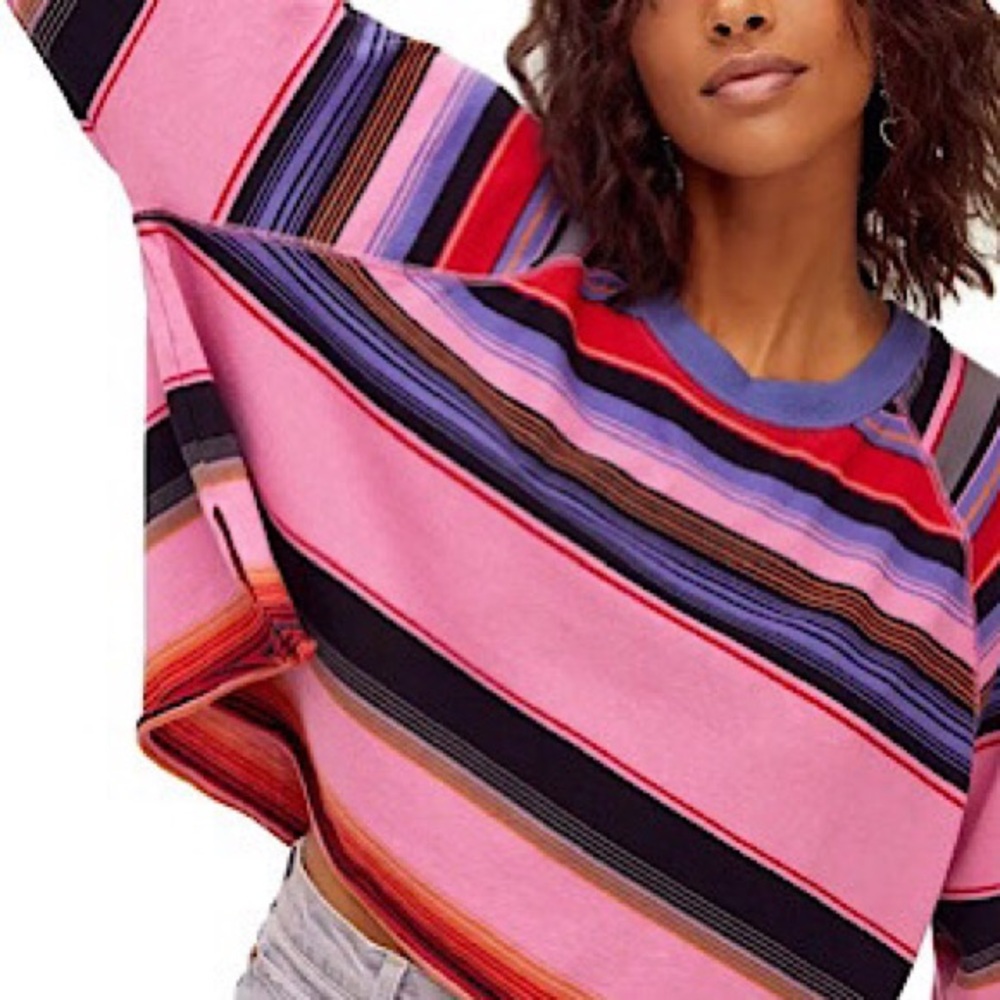 “NEW” Free People Baja Striped Long Sleeve T-Shirt